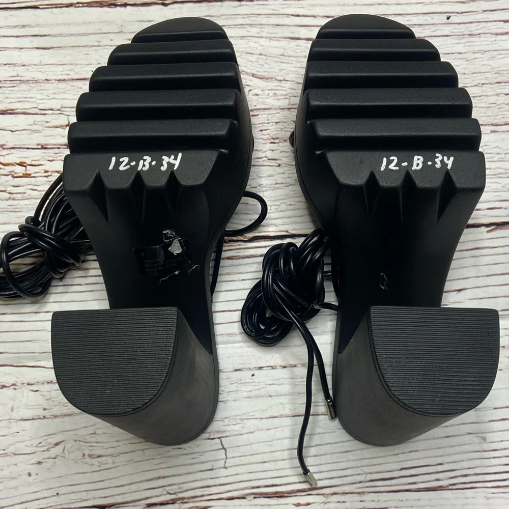 New Cape Robbin Jorian Lace Up Platform Heels in Black Sz 8
